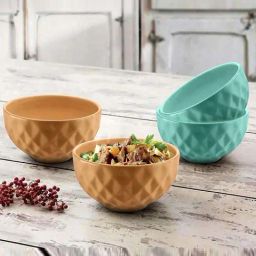 Urban Chef Brown & Blue Ceramic Handcrafted Microwave Safe Bowl - Set of 4-picture-19