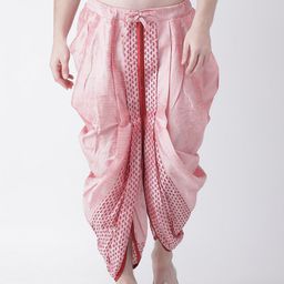 DEYANN Men Pink & Red Printed Dupion Silk Dhoti-image-48