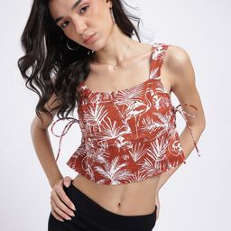 glitchez Bloom & Beyond Floral Print Tie-Up Crop Top-picture-17