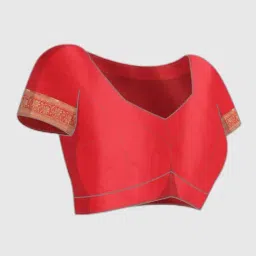 Vastranand Red Textured Saree With Blouse image 5