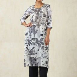 Soch Off White Regular Fit Floral Print Kurtas-60