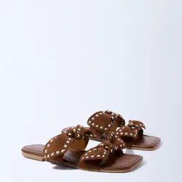 LUNA BLU by Westside Brown Bow-Detailed Slides-picture-1