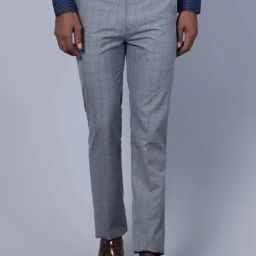 Cantabil Mid Grey Regular Fit Checks Trousers-picture-8