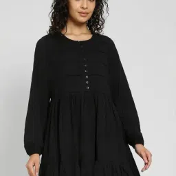 American Eagle Black Cotton Regular Fit Dress-picture-15
