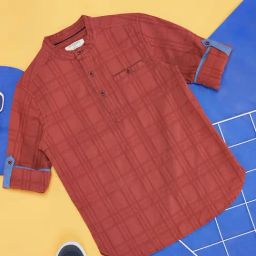 Pantaloons Junior Boys Rust Cotton Checks Shirt-picture-29