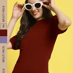 Fabflee Pack of 2 High Neck Puff Sleeves Top-image-24