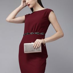 MISH Maroon Georgette A-Line Maxi Dress-picture-15
