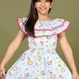 V-Mart Floral Print Flutter Sleeve Fit & Flare Dress-picture-9