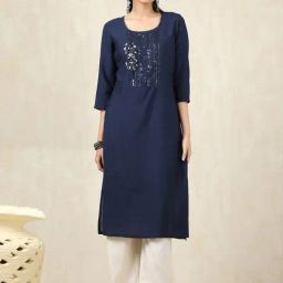Soch Navy Blue Cotton Regular Fit Embroidered Kurtas-image-71