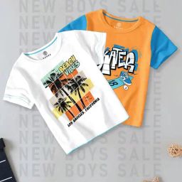 Codez Kids White & Orange Printed T-Shirt (Pack Of 2)-picture-18
