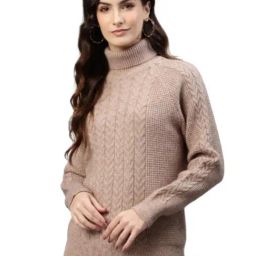 One Femme Brown Wool Regular fit Sweaters-image-33