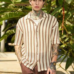 Campus Sutra Multicolor Polycotton Oversized Stripes Shirt-image-10
