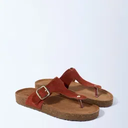 LUNA BLU by Westside Rust T-Strap Suede Sandals-picture-9