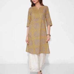 Rangmanch By Pantaloons Ceylon Yellow Regular Fit Printed Kurta-picture-38