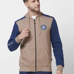 Giordano Fired Brick Regular Fit Colour Block Hooded Sweatshirt-picture-1