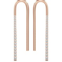 Wondr Diamonds Long U-Shaped Rose Gold-Plated Diamond Earrings-image-28