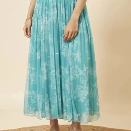 Marigold Lane Aqua Blue Floral Print Palazzos-image-40