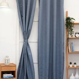 Ariana Mary Self Grey Polyester 7 ft Door Curtain-picture-33