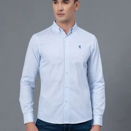 Red Tape Sky Blue Regular Fit Textured Shirt-image-12