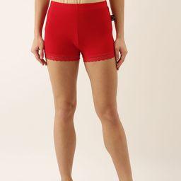 zebu Women Red Solid Lounge Shorts-image-7