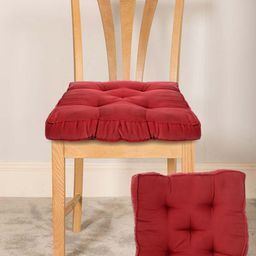 Kuber Industries Maroon Set of 2 Solid Chair Pads-43