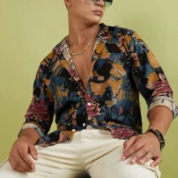 Campus Sutra Multicolored Cotton Regular Fit Printed Shirt-image-64