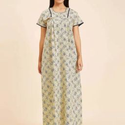 Sweet Dreams Yellow Cotton Printed Night Gown-image-81