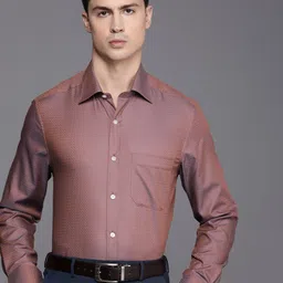 Louis Philippe Pure Cotton Classic Fit Self Design Opaque Formal Shirt-image-89