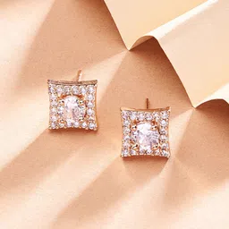 AMI Rose Gold Contemporary Studs Earrings-25