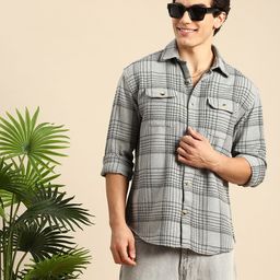 Mast & Harbour Self Checked Casual Shirt-image-61