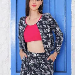 Sera Floral Printed Long Sleeves Crop Open Front Shrug-29