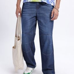 glitchez Men Faded Flex Panelled Baggy Jeans-image-63