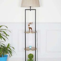 Kapoor E Illuminations Gallow Brass & Black Metal Multiutility Shelf Floor Lamp-image-40