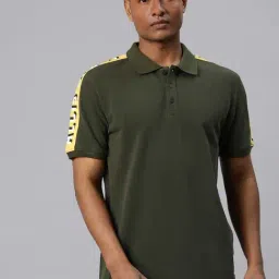 ALCIS Green Regular Fit Printed Sports Polo T-Shirt-image-43