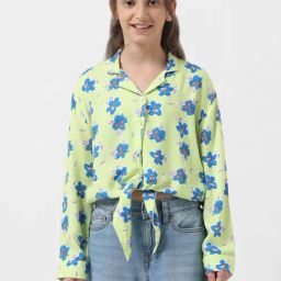 VERO MODA GIRL Green Floral Print Full Sleeves Shirt Top-image-82