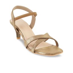 Mochi Women Gold-Toned Solid Heels-17