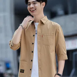 StyleCast Men Solid Spread Collar Cotton Casual Shirt-image-86