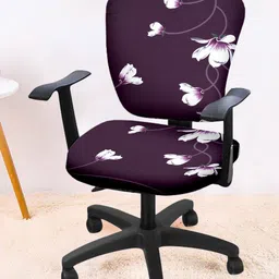 Cortina Set Of 2 Aubergine & White Floral Print Chair Covers-image-89