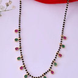 Anouk Gold-Plated Stainless Steel AD Studded & Artificial Beaded Mangalsutra-15