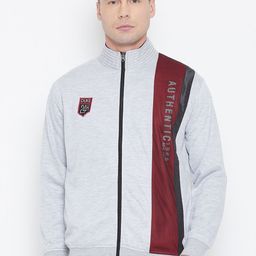 Duke Men Grey & Maroon Colourblocked Sweatshirt-picture-23