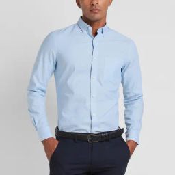 Peter England Elite Blue Cotton Slim Fit Shirt-image-52