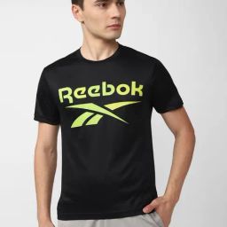Reebok Black Slim Fit Printed Training Sports T-Shirt-image-88