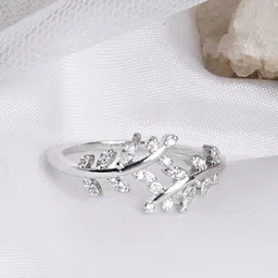 JOKER & WITCH Silver-Plated Falla Rhinestones-Studded Adjustable Finger Ring-image-3
