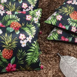HOUZZCODE Green & Red Set of 5 Floral Square Cushion Covers-21