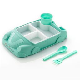 BitFeex Plastic Car Dish set Lunch Dinner Set Creative car Shape-Blue-15