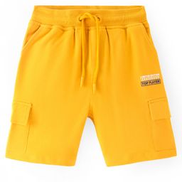 Pine Kids Cotton Knit Above Knee Length Text Print  Shorts -Gold Pine-image-31