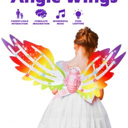 Toysire Electric Fairy Wings for Girls Light Up Moving Butterfly Wings with LED Lights and Music Toy for Kids as Birthday Christmas Party Costume Princess Cosplay Dress Up Gift-image-5