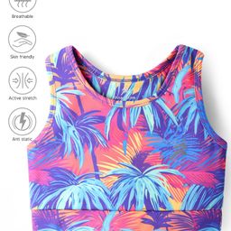Pine Active Knit Sleeveless Sports Bra with Coconut Tree Print - Multicolor-image-14