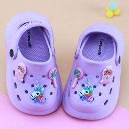 Cute Walk by Babyhug Clogs with Back Strap Closure & Unicorn Applique - Purple-image-56