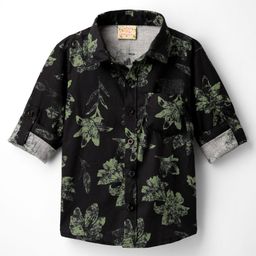 Rikidoos Cotton Full Sleeves Floral Printed Shirt - Black-image-56